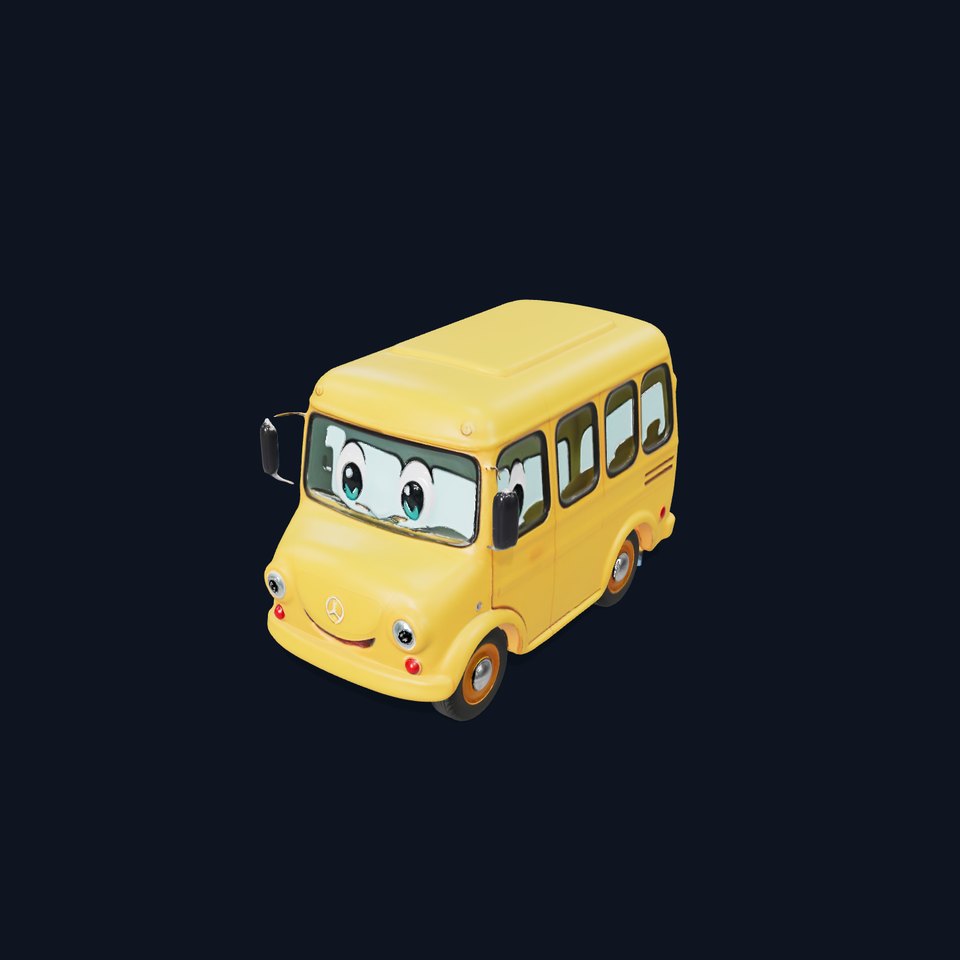 Cheerful Yellow Bus model pack
